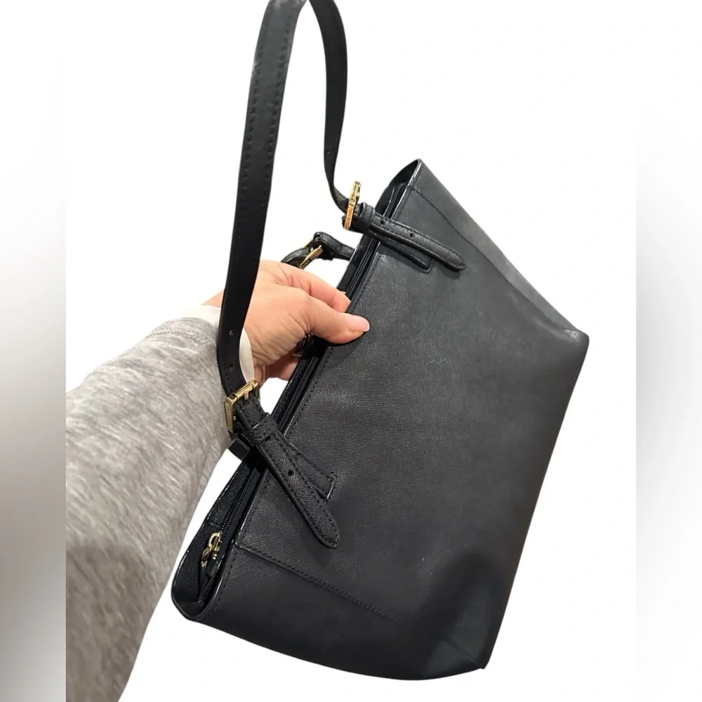 Tory Burch Emerson small saffiano leather careerwear office buckle blue tote bag
